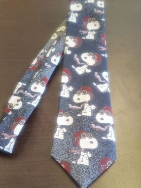 Navy Snoopy Cartoon Snoopy Tie - Fun Printed Neck Tie